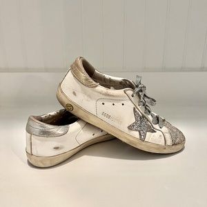 Authentic Golden Goose kids Superstar white and silver size EU 34